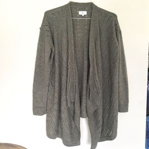 Lou & Grey | Slouchy Wool Cardigan with Cutout Detail in Putty Grey Brown